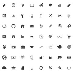 Set or collection of icons for web design