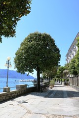 Fototapeta premium Water promenade of Cannero Riviera at Lake Maggiore, Piedmont Italy