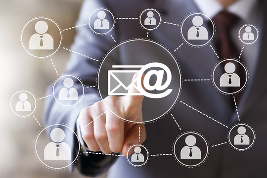 Business button messaging mail sending network web