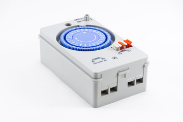 Obraz premium Timer switch tool isolated on white background.Equipment for scheduling