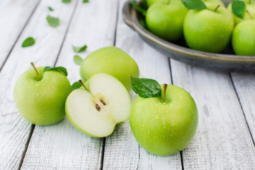 Green fresh apples