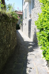 Typical old street in Cannero Riviera, Lake Maggiore, Piedmont Italy