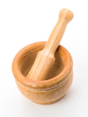 Classical kitchen mortar made of wood