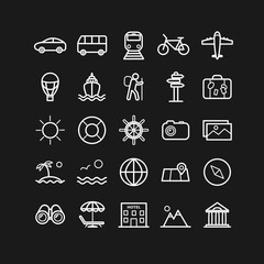 Set of outline travel icons. Vector thin icons  for web, print, mobile apps