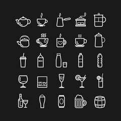 Collection of outline drinks icons for web and mobile apps