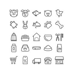 Set of outline pet shop icons. Thin icons for web, print, mobile apps