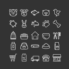 Set of outline pet shop icons. Thin icons for web, print, mobile apps design