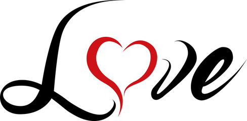 Love - Schrift mit Herz