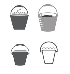 cleaning bucket set vector housework illustration symbol