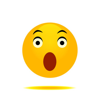 Shocked Face Smiley Icon, Flat pictogram Icon design gray background. Vector illustration.
