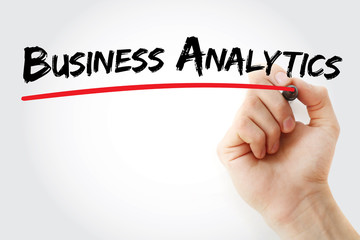 Hand writing Business Analytics with marker, concept background