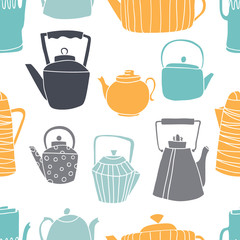 Seamless pattern with teapots