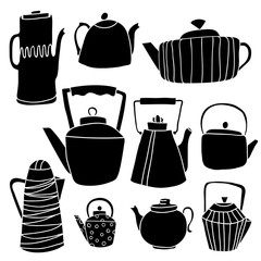 set of hand drawing tea