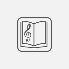 music book line icon, outline vector logo illustration, linear pictogram isolated on white