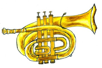 Fototapeta premium Trumpet Simple Sketch