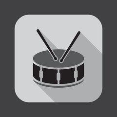 snare drum icon vector, solid logo illustration, pictogram with long shadow isolated on black