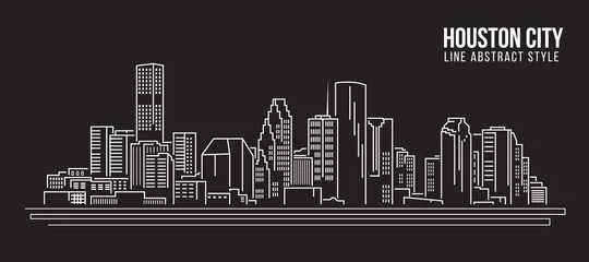 Stadtbild-Gebäude-Strichzeichnungs-Vektor-Illustrationsdesign - Houston-Stadt © ananaline