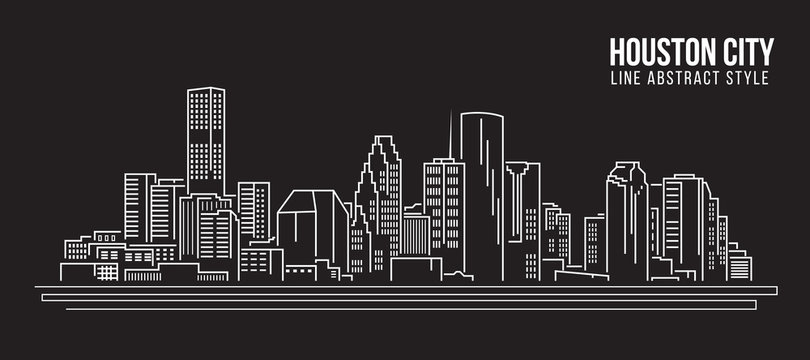 Cityscape Building Line art Vector Illustration design - Houston city