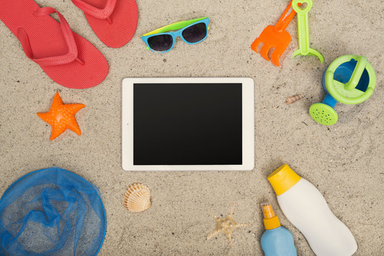 Beach tablet hero header