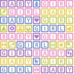 Fototapeta premium seamless pattern with blocks baby girl - vector illustration, eps