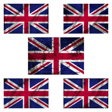 National flag of Great Britain. Attrition. Grunge texture.