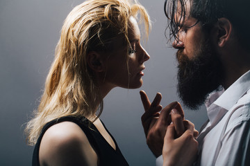 young sexy couple with wet hair