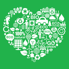 Fototapeta na wymiar Eco green heart shape background - ecology, recycling concept 