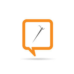 square orange speech bubble with needle icon illustration