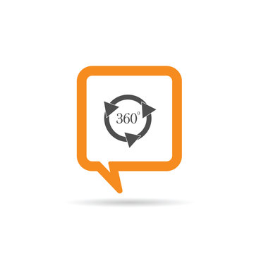 square orange speech bubble with circle 360 icon illustration