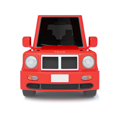 Fototapeta premium 3d illustrations of red cartoon car - front view, 