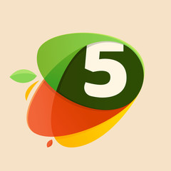 Number five logo in healthy food shapes.