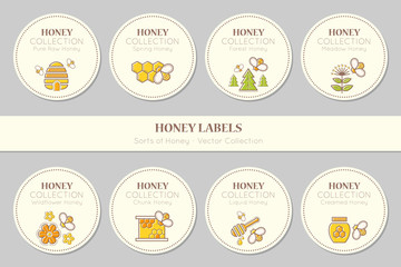 Vector label template design - natural honey collection