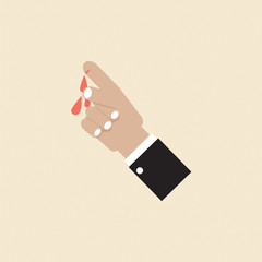 Fingers Cut With Knife Vector Illustration.
