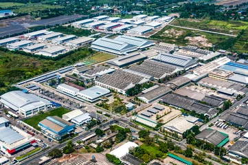 Papier Peint photo Bâtiment industriel Industrial Estate Land Development Construction Aerial View