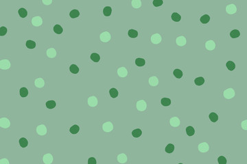 Hand drawn circle in green shade.Green polka dots