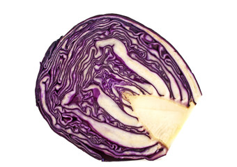 Fototapeta premium Red cabbage section on white background