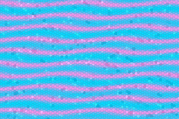 Illustration of pink and cyan mosaic waves