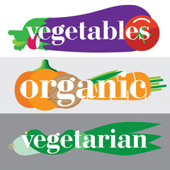 Banner with vegetables and inscriptions
