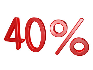 40 percent isolated on white, 3d illustration
