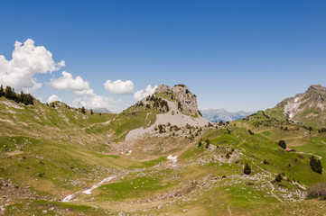 Obraz premium Interlaken, Dorf, Alpen, Schynige Platte, Berner Oberland, Oberberghorn, Loucherhorn, Wanderweg, Wanderferien, Sommer, Schweiz