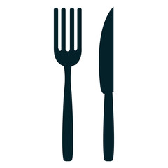 Knife and fork cutlery isolated flat icon design, vector illustration.