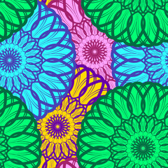Vector Seamless Color Mandala Pattern