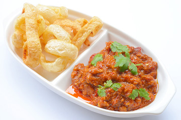 Spicy Chili Paste (Nam Prick) with vegetables, thai cuisine