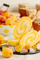 Summer dessert. Ice cream apricot.