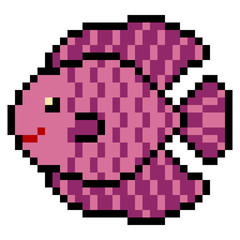 illustration design pixel art fish