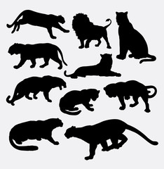 Cheetah, panther, leopard, lion and tiger wild animal silhouette. Good use for symbol, logo, web icon, mascot, sticker, game element, or any design you want. Easy to use.