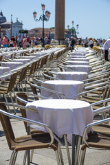 Beautiful and expensive street cafe at St Mark s sqaure in Venice San Marco