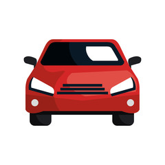 Fototapeta na wymiar Red car vehicle flat icon, vector illustration graphic design.