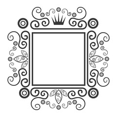 Victorian vintage design in white and black colors, vector illustration.