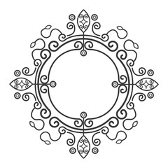 Victorian vintage design in white and black colors, vector illustration.